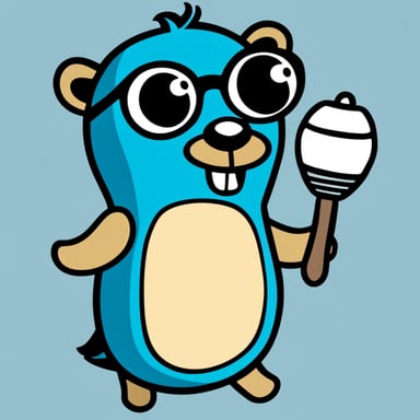 Go Blue Gopher with pacifier line art on plain background.