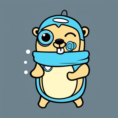 Go Blue Gopher with pacifier line art on plain background.