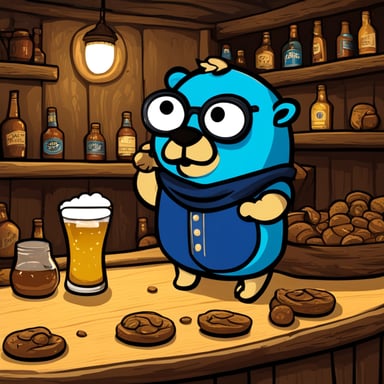 In the tavern, Go Blue Gopher was drinking beer.