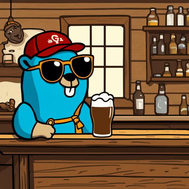 In the tavern, Go Blue Gopher was drinking beer.
