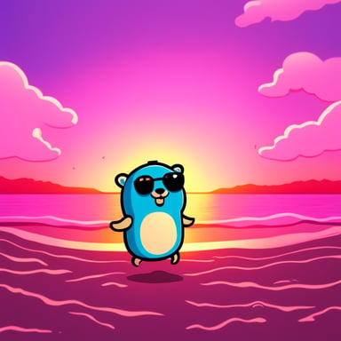 Go Blue Gopher at the beach during sunset.
