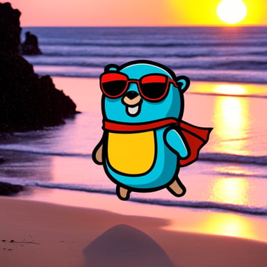 Go Blue Gopher at the beach during sunset.