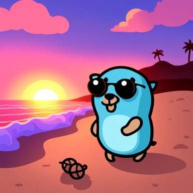 Go Blue Gopher at the beach during sunset.