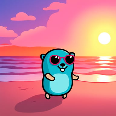 Go Blue Gopher at the beach during sunset.