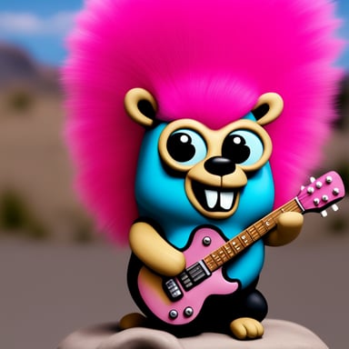 Go Blue Gopher as a photo-realistic rocker with a pink mohawk.