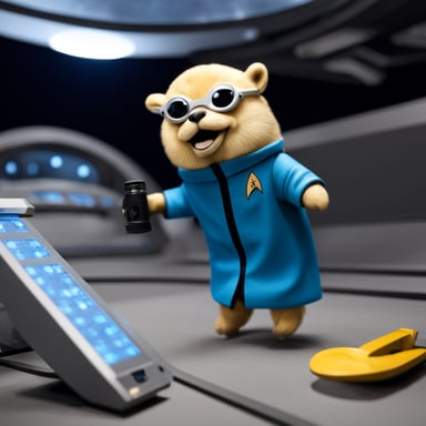 Go Blue Gopher in a photo-realistic Star Trek setting.