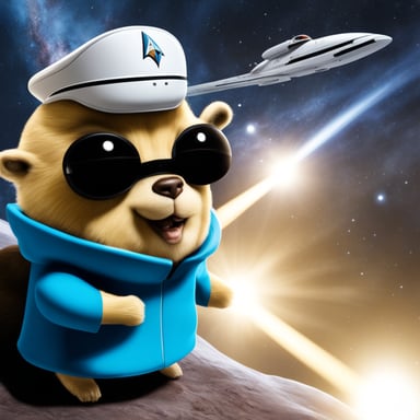Go Blue Gopher in a photo-realistic Star Trek setting.