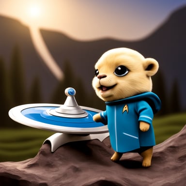 Go Blue Gopher in a photo-realistic Star Trek setting.