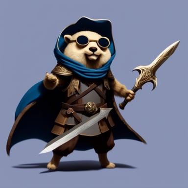 Go Blue Gopher as the Gopher Lord, a spinoff Elden Ring character, holding a sword in an epic battle.