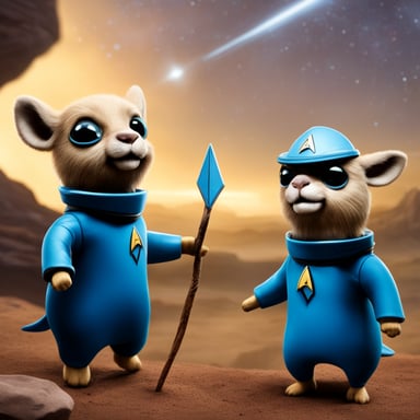 Go Blue Gopher appears in a photo-realistic Star Trek setting with pointed Vulcan ears.