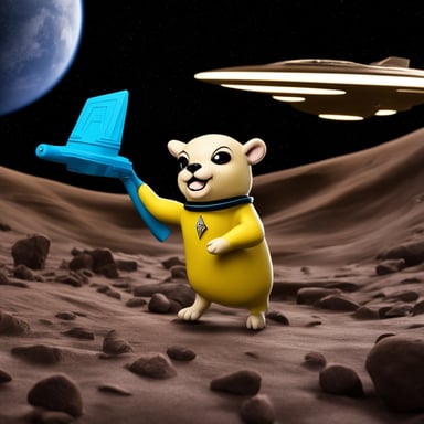 Go Blue Gopher appears in a photo-realistic Star Trek setting with pointed Vulcan ears.