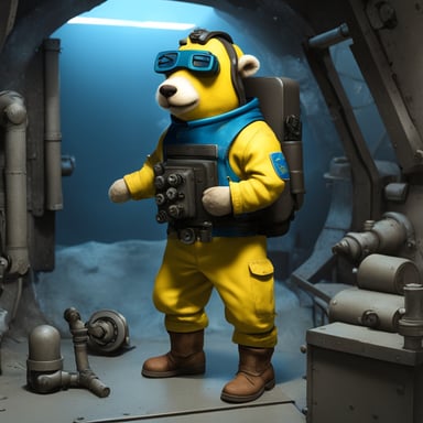 Go Blue Gopher in a Fallout Vault-Tech vault suit.