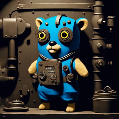 Go Blue Gopher in a Fallout Vault-Tech vault suit.