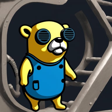 Go Blue Gopher in a Fallout Vault-Tech vault suit.