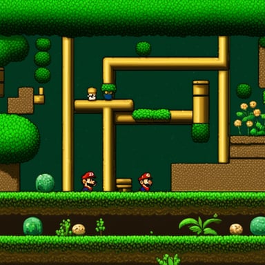Playing a classic Super Mario level as Go Blue Gopher.
