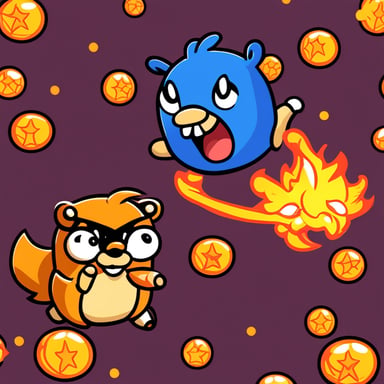 Go blue gopher fighting Bowser with fireballs.