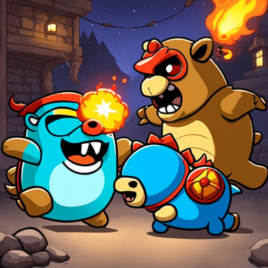 Go blue gopher fighting Bowser with fireballs.