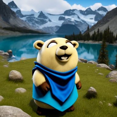 Go Blue Gopher in a photo-realistic Skyrim setting.