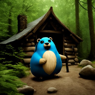 Go Blue Gopher in a photo-realistic Skyrim setting.