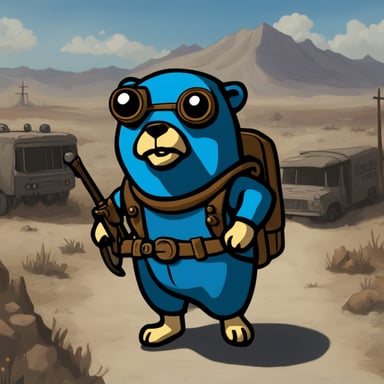 In the fallout wasteland, Go Blue Gopher emerges as a symbol of hope and resilience.