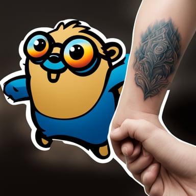 Photo realistic image of a person's arm with a Go Blue Gopher tattoo.