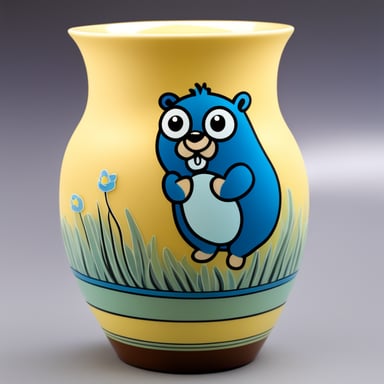 Porcelain vase with Go Blue Gopher artwork