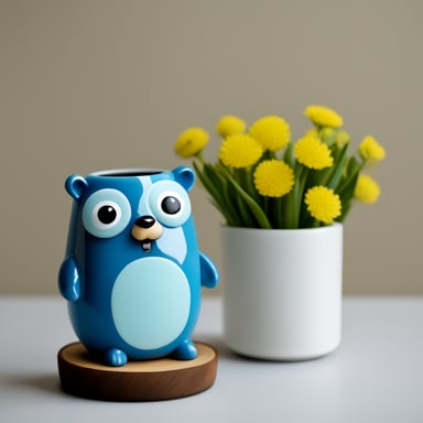 Porcelain vase with Go Blue Gopher artwork