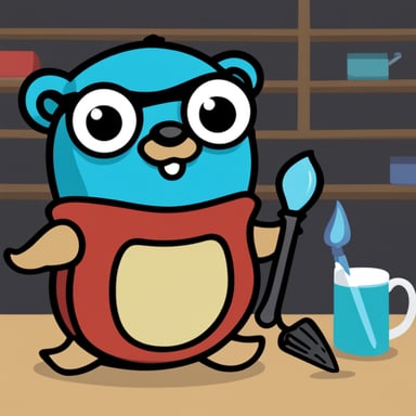 A gopher ready to fight kubernetes has a new name, meet Go Blue Gopher.