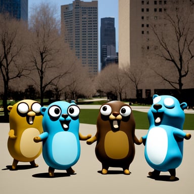 A few Go Blue Gopher mascots are having a very heated discussion.
