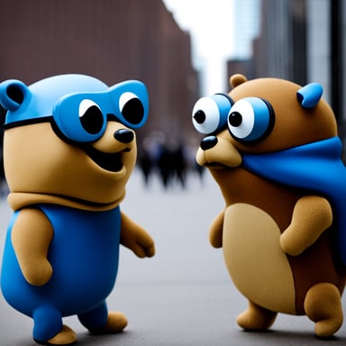 A few Go Blue Gopher mascots are having a very heated discussion.