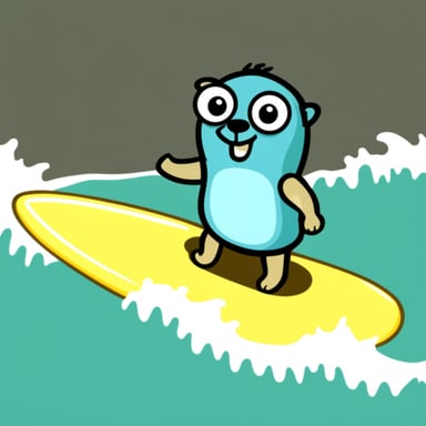 Go Blue Gopher goes surfing.