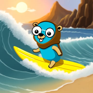 Go Blue Gopher goes surfing.