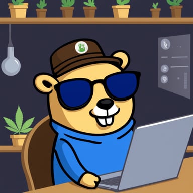 Go Blue Gopher as a cannabis-smoking hacker.