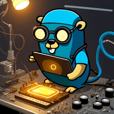 Go Blue Gopher soldering a circuit board.