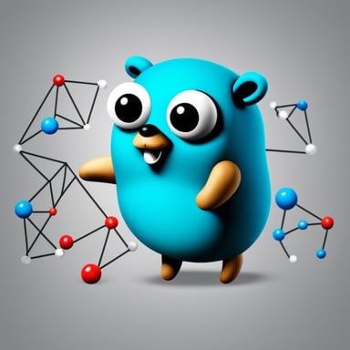 Go Blue Gopher connecting the nodes of a graph in graph theory.