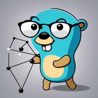 Go Blue Gopher connecting the nodes of a graph in graph theory.