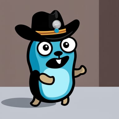 Go Blue Gopher wearing a black cowboy hat.