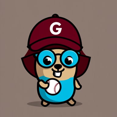 Go blue gopher with chill clothing and a baseball cap.