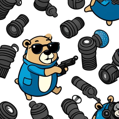 Go Blue Gopher as a secret agent on a white background.