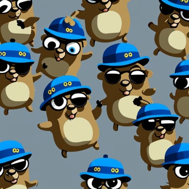 Go Blue Gopher as a secret agent on a white background.