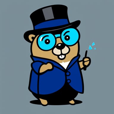 Go Blue Gopher as a secret agent on a white background.