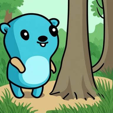 A Go Blue Gopher is standing by the big elephant trunk.