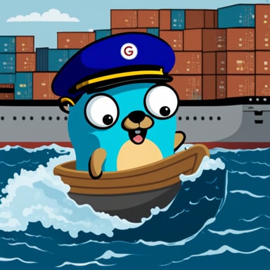 Go Blue Gopher on a containership.