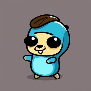 angry go blue gopher that is upset with javascript
