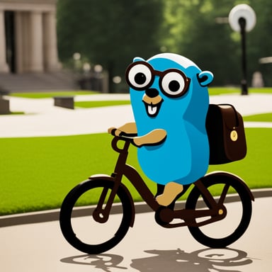 Go Blue Gopher on a bicycle going to work.