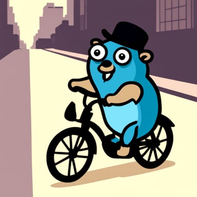 Go Blue Gopher on a bicycle going to work.