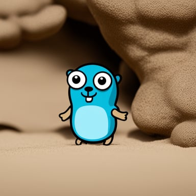 Thoughtful Go Blue Gopher is contemplating microservices.