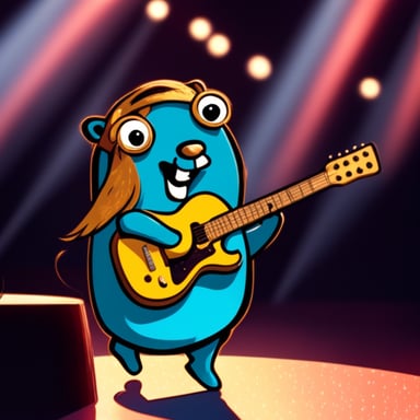 Go Blue Gopher as a rockstar takes the stage, electrifying the audience with an unforgettable performance.