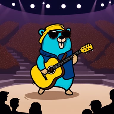 Go Blue Gopher as a rockstar takes the stage, electrifying the audience with an unforgettable performance.