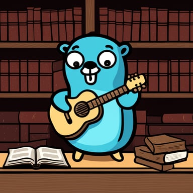 Go blue gopher holding a skull performing Shakespeare's Hamlet.